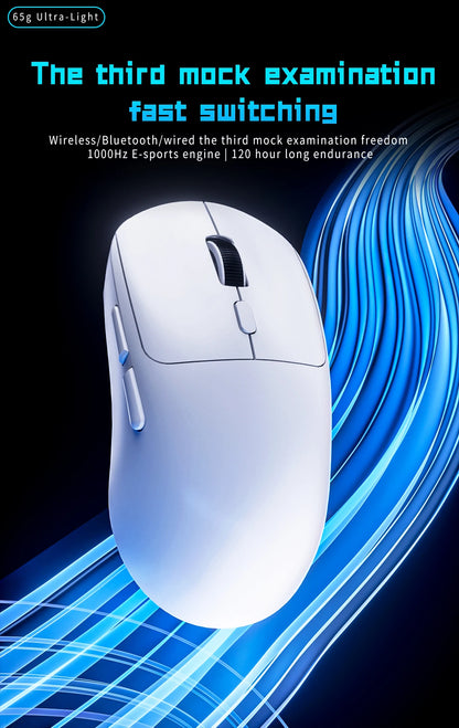 Ratón gaming Bluetooth recargable PAW3395, ligero y ergonómico, ratón inalámbrico para eSport