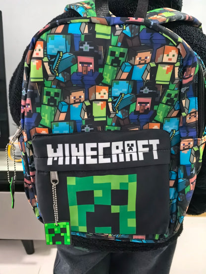 In Stock Minecraft Backpack Graffiti Print Lightweight School Backpack Casual Daily Travel Bag For Male Young Men Outdoor Use