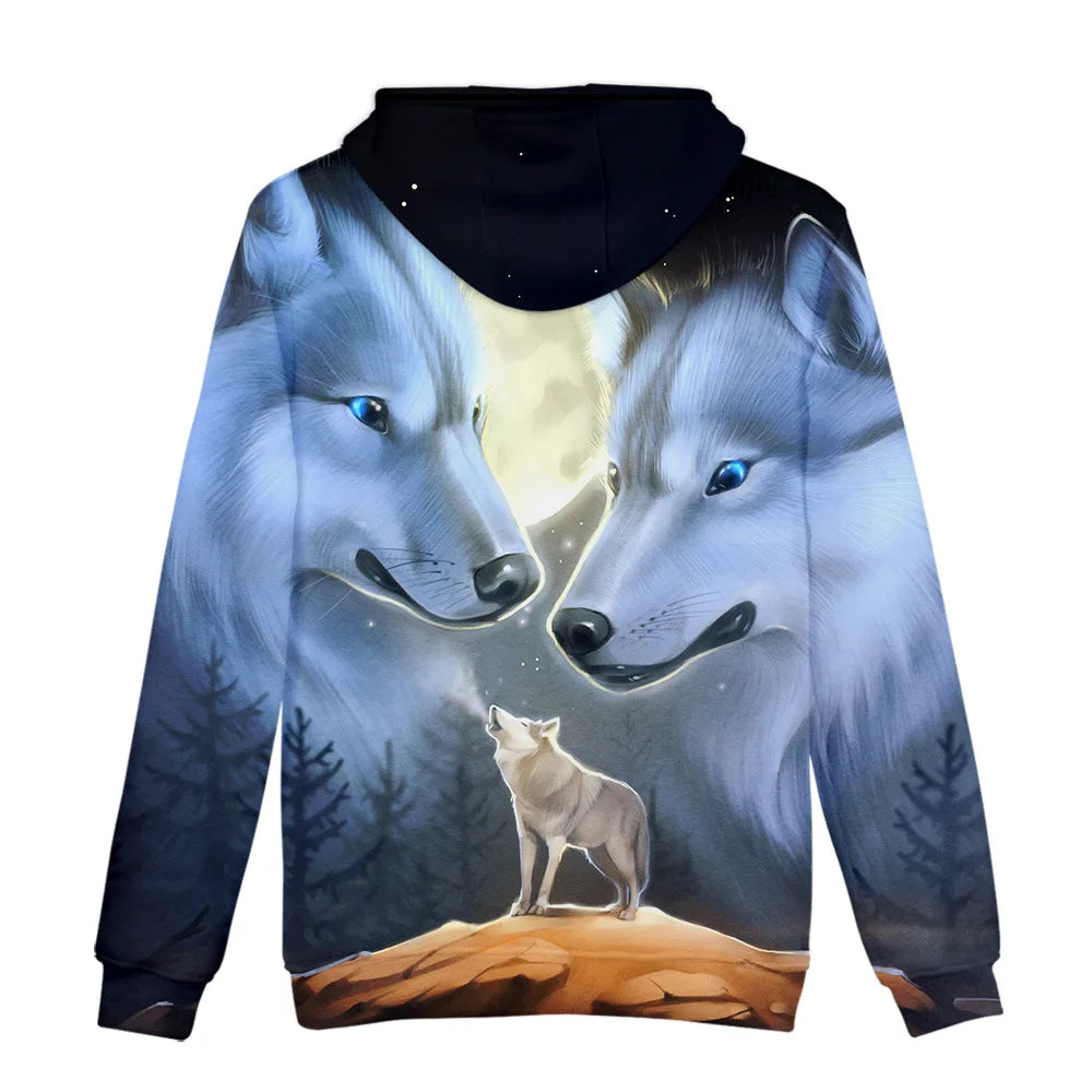 Classic Dolphins tigers wolves galloping horses animal 3D Print Hoodies Long Sleeve Sweatshirts Adult/Child Casual Pullovers
