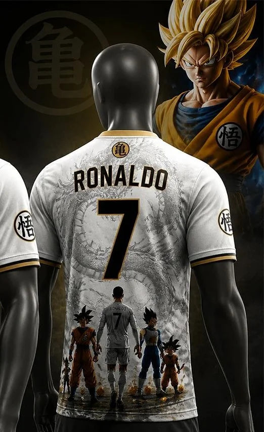 New Super Saiyan Dragon Ball/ Ronaldo #7 AI Special Edition Short Sleeve Tee Kids/Youth Oversized Breathable Quick Drying Jersey
