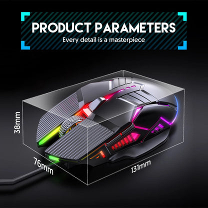 3200DPI ergonomikus vezetékes gamer egér, USB számítógépes gamer egér RGB háttérvilágítással, 6 gombos LED-es csendes egér PC-hez és laptophoz