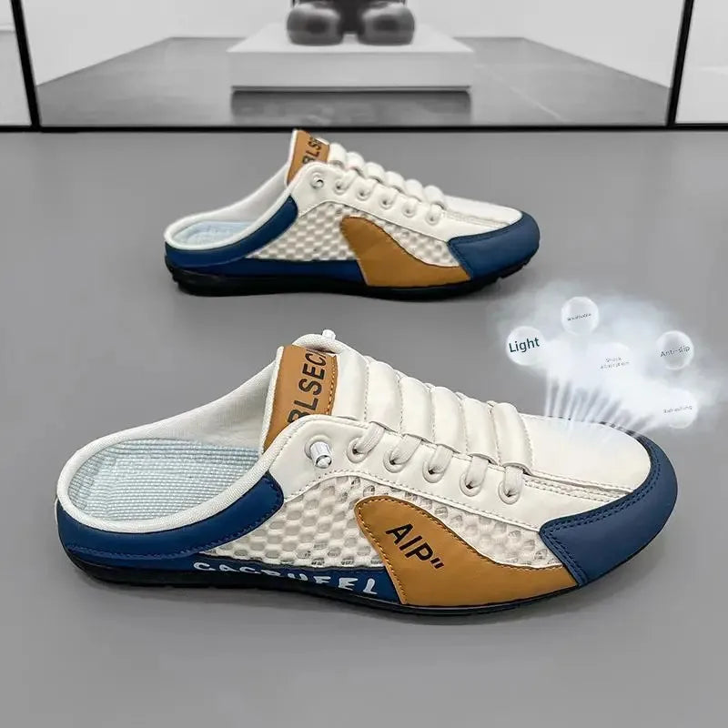 Slip-On-Sportschuhe für Herren mit Schnürung, atmungsaktivem Mesh, unisex, für Frühling und Herbst, niedrig geschnitten, flach, schnell und einfach anzuziehen