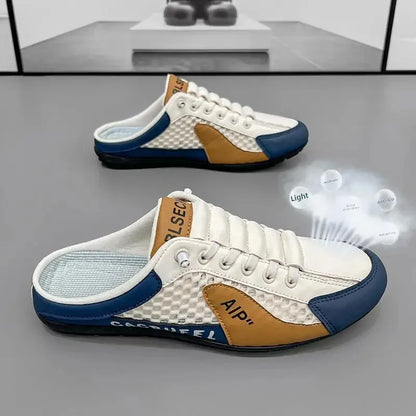 Slip-On-Sportschuhe für Herren mit Schnürung, atmungsaktivem Mesh, unisex, für Frühling und Herbst, niedrig geschnitten, flach, schnell und einfach anzuziehen