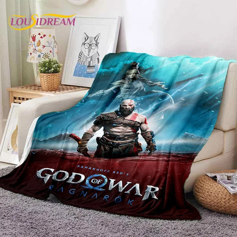 God of War Games Kratos Cartoon Soft Flannel Blanket for Beds Bedroom Sofa Picnic,Throw Blanket for Cover Outdoor Leisure Gift