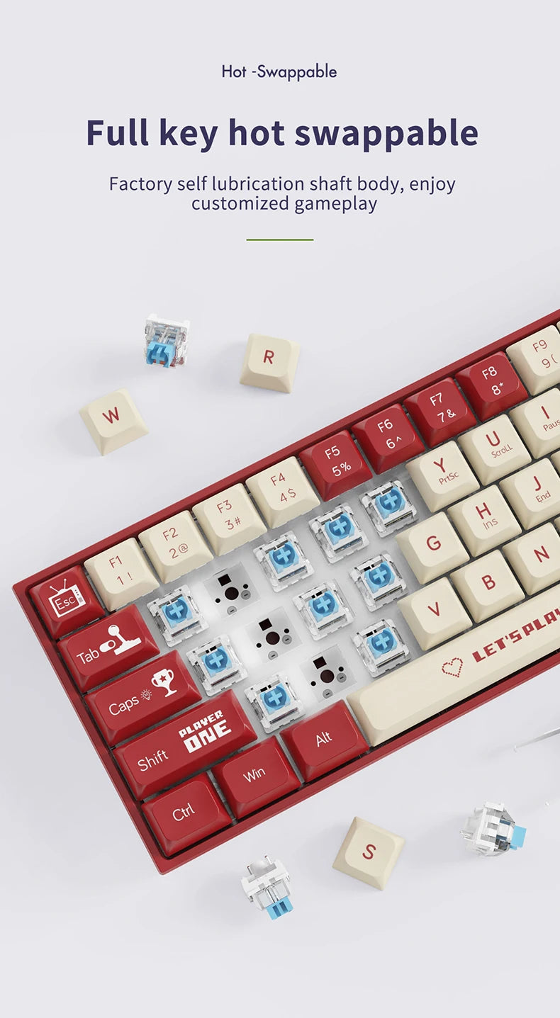 AJAZZ AK680 65% Wireless Mechanical Keyboard ABS Keycap Hot Swap Gamer Keyboard Custom Gasket Gaming Accessories for PC Laptop