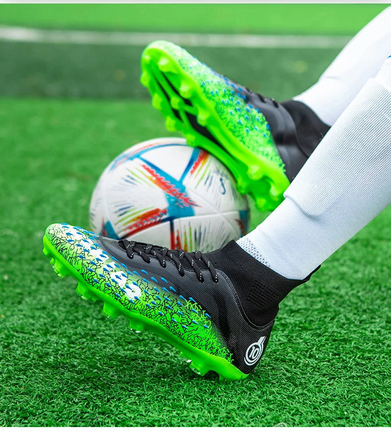 1 paire de chaussures de football pour hommes, résistantes à l'usure, antidérapantes, avec crampons longs et courts, idéales pour les matchs sur gazon extérieur, pour étudiants et adultes