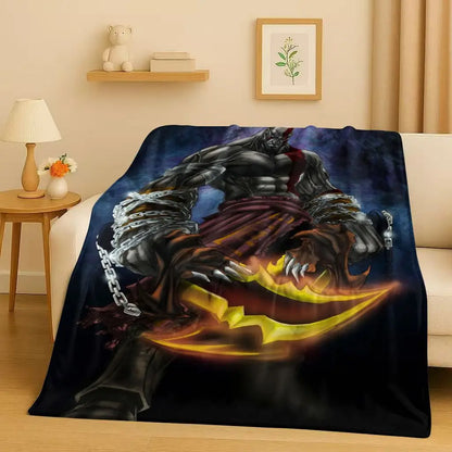 Kratos God of War Game Cartoon Gamer Flannel Blanket,Ultra Soft Warm Plush Throw for Home Bedroom Bed Sofa Cover Picnic Kids
