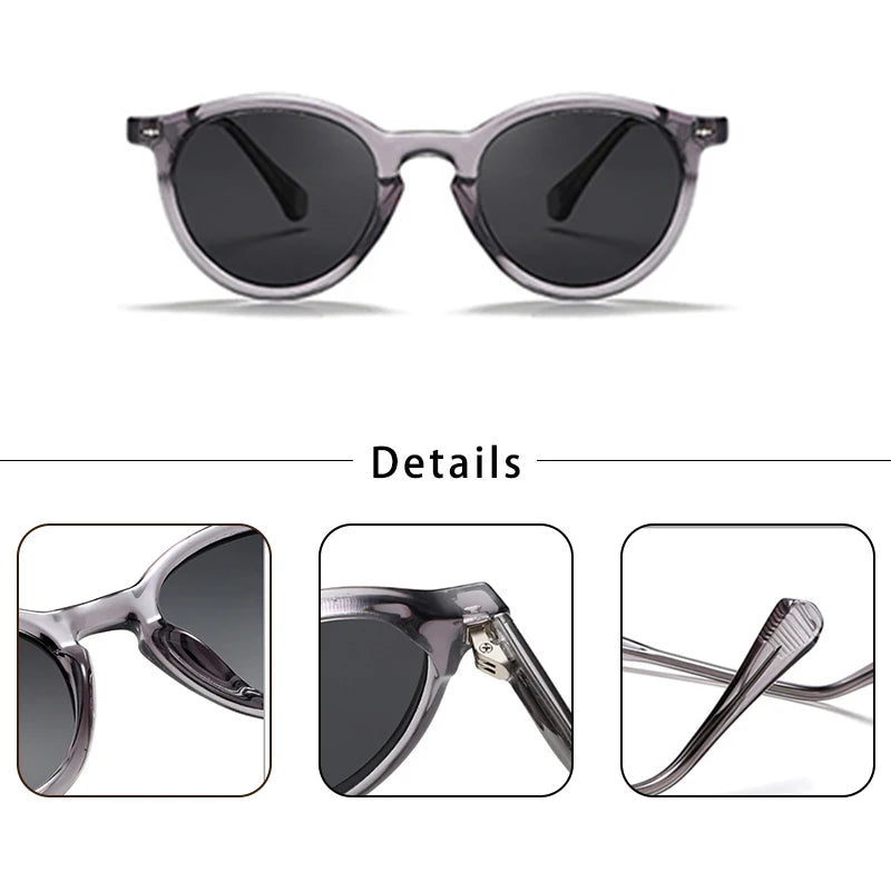CATERSIDE Round Polarized Sunglasses Men Propionic High Quality Sun Glasses Women Punk Outdoor Driving Fishing Eyewear UV400