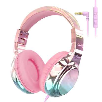 Casque filaire pour enfants pour l'école, volume limité 85/94 dB, casque supra-auriculaire pour filles, casque de jeu pliable avec micro