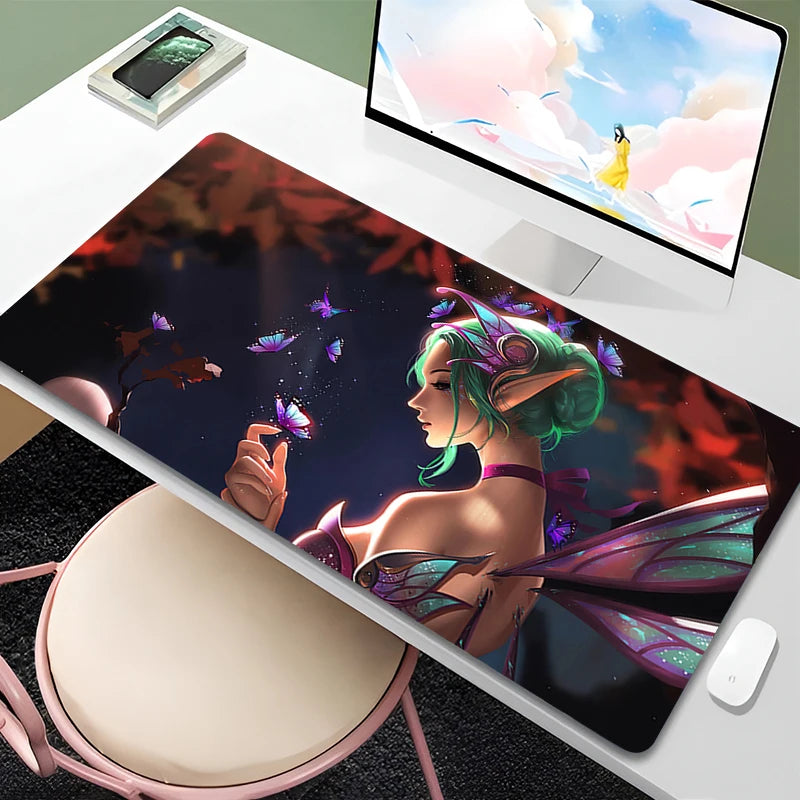 Overwatch Mercy Mauspad PC Gamer Cabinet Kawaii Mousepad XXL Sexy Anime Girl Tastaturunterlage Laptop-Gaming-Zubehör Schreibtischmatte