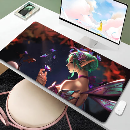 Overwatch Mercy Mauspad PC Gamer Cabinet Kawaii Mousepad XXL Sexy Anime Girl Tastaturunterlage Laptop-Gaming-Zubehör Schreibtischmatte