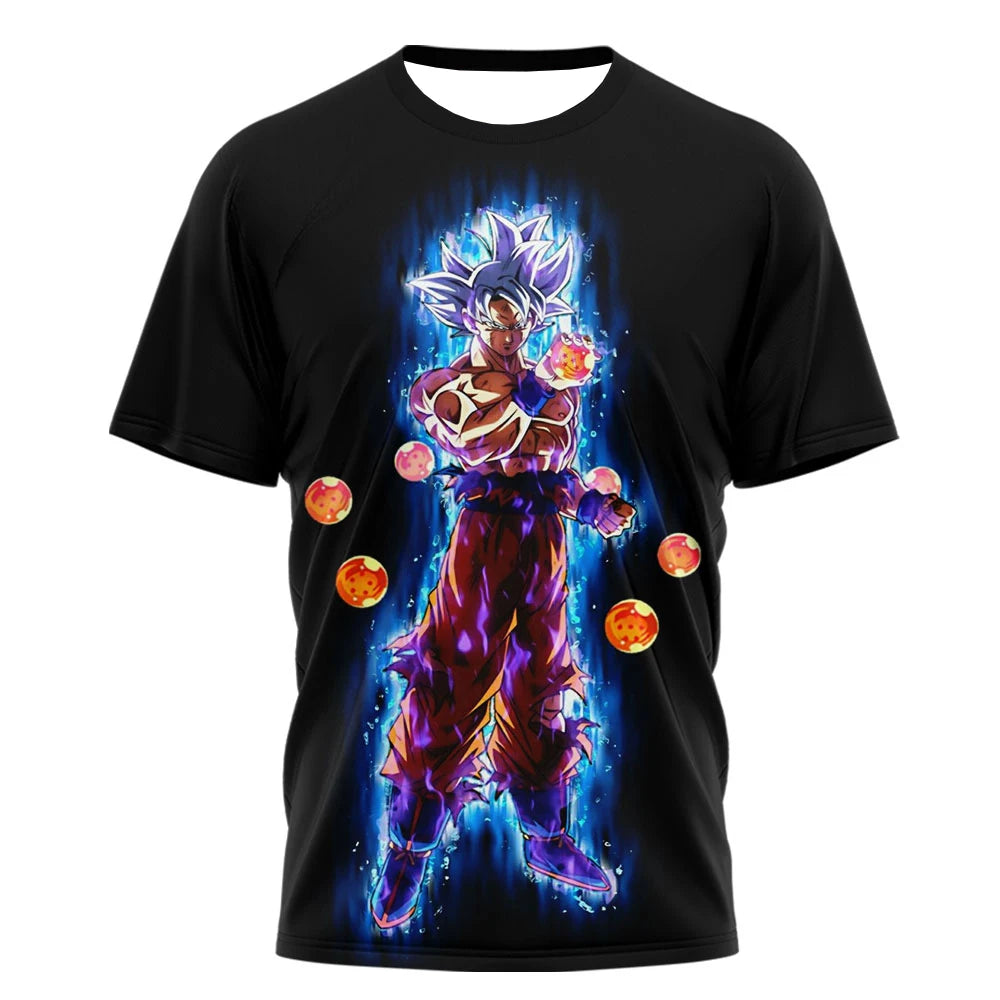 2026 Summer Dragon Ball Goku "Ink Martial Arts" 3D Printed Breathable Quick-Drying T-Shirt for Men and Women, Parental Use Top