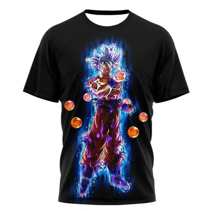 2026 Summer Dragon Ball Goku "Ink Martial Arts" 3D Printed Breathable Quick-Drying T-Shirt for Men and Women, Parental Use Top