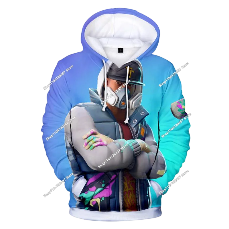 Sweatshirt com Capuz Infantil 3D 2025, Nova Série Anime Fortnite Estampada, Pullover de Marca Trendy, Presente