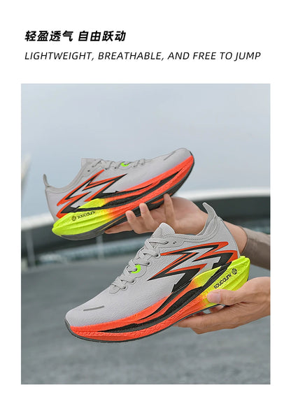 Zapatillas de running nuevas con placa de carbono para maratón, deportivas para hombre, transpirables y ligeras, zapatillas deportivas cómodas antideslizantes para mujer, estilo casual