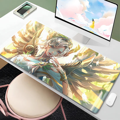 Overwatch Mercy Mauspad PC Gamer Cabinet Kawaii Mousepad XXL Sexy Anime Girl Tastaturunterlage Laptop-Gaming-Zubehör Schreibtischmatte