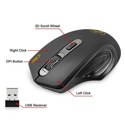 Mouse wireless nuovo 2000DPI regolabile con ricevitore USB 3.0, mouse ottico per computer 2.4GHz, mouse da gaming dal design ergonomico per laptop