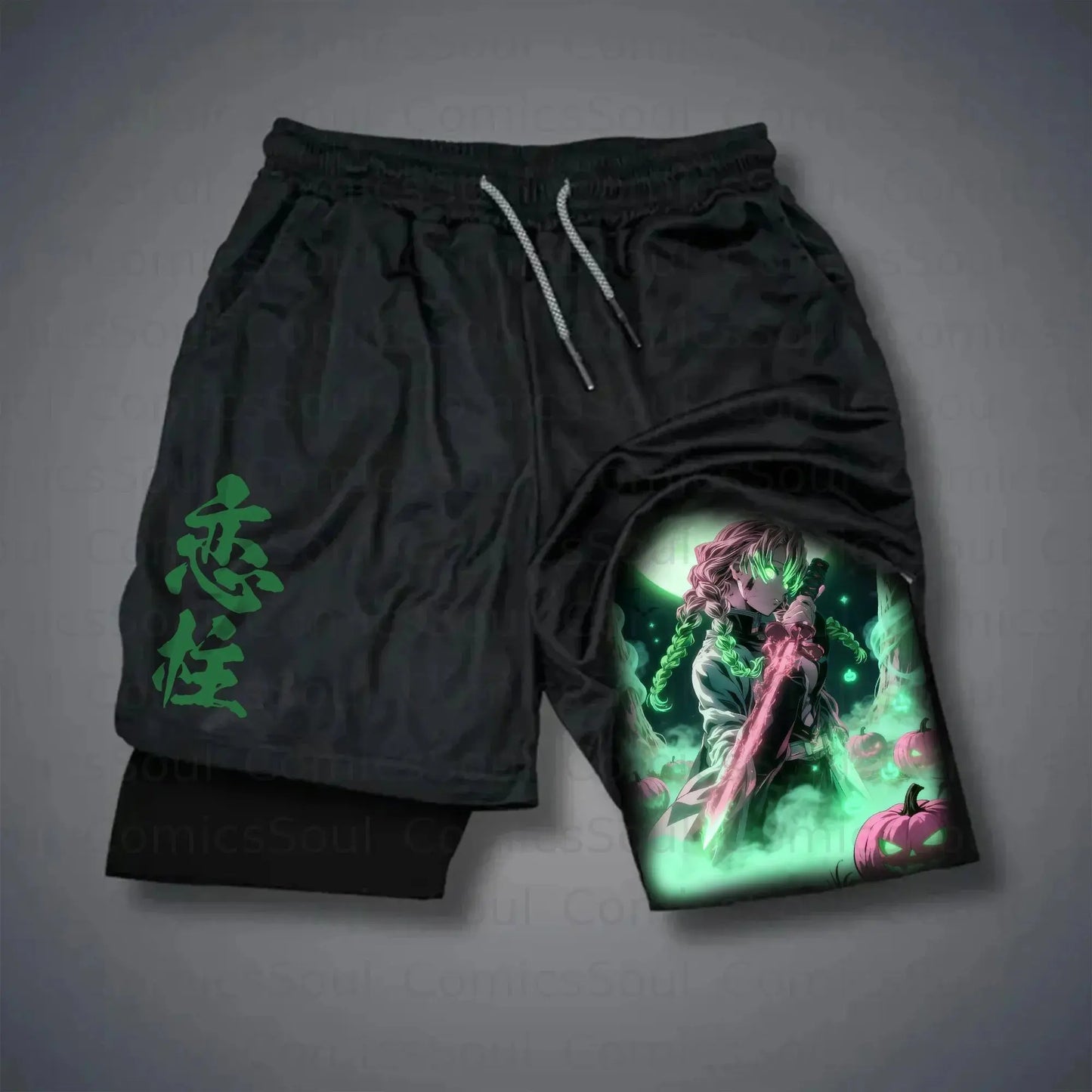 Anime Demon Slayer Gym Shorts Men Quick Dry Pants Double-layer 2-in-1 Shorts Y2K Sportswear Summer 2026 Breathable Streetwear