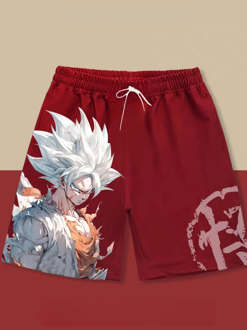 Dragon Ball Goku Ultra Instinct Go Kanji Print Quick Dry Shorts 2026 Summer Plus Size Casual Shorts for Anime Fans Adults & Kids