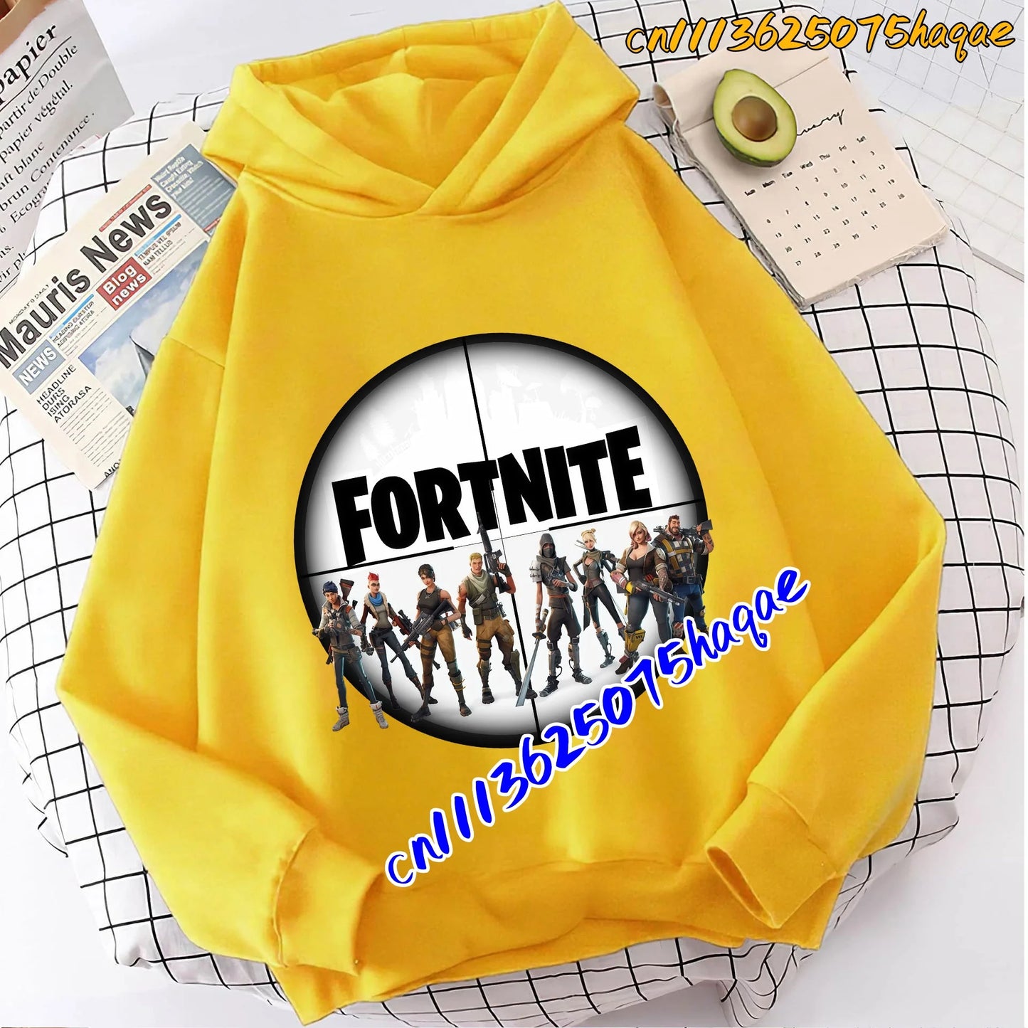 Hoodies infantis Fortnite com estampado do jogo, fato confortável de desenho animado, tops largos de manga comprida, roupa de outono/inverno