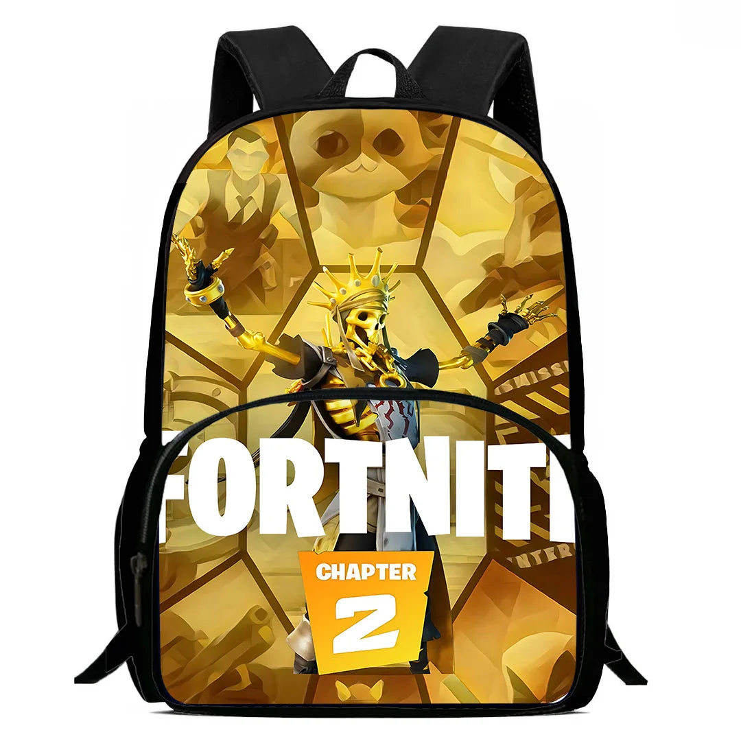 Klassisches FortniteS-Schulrucksack-Set für Kinder mit Lunchtasche und Federmäppchen, große Kapazität, für Jungen und Mädchen, ideales Geschenk