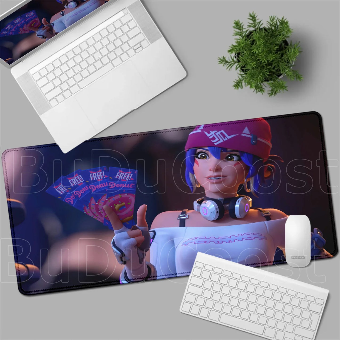 Tapete de rato gaming Overwatch Anime Girl grande XXL com impressão HD, base para teclado de computador, portátil e escritório, tapete de secretária em borracha macia 900x400 MM