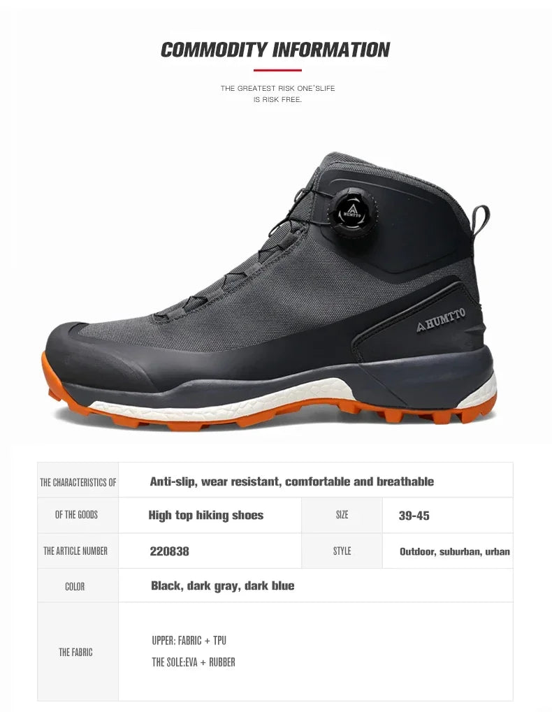 HUMTTO Lederschuhe für Herren Winter Camping Outdoor Herren-Sportschuhe Atmungsaktive Trekkingstiefel für Männer Rutschfeste Wandersneaker