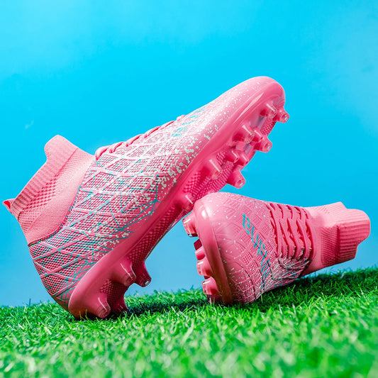 AG/FG Athletic Soccer Cleats PU Fabric Comfort Upper TPU Anti-Slip Long Studs Sole Reliable Quality Adult Kids Training Shoes