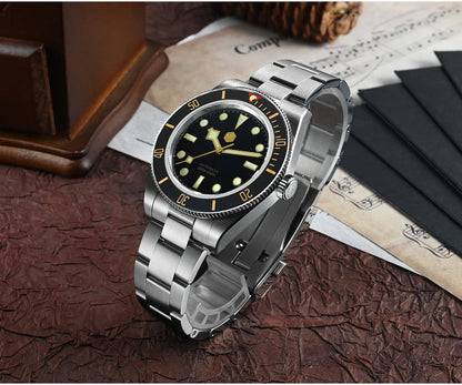 San Martin 40mm Retro Luxury Diver Watch NH35 Automatic Mechanical Watches for Men with Sapphire 200m Waterproof Luminous SN0008