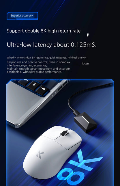 MCHOSE L7 Ultra+ mittelgroße/große Hand-Gaming-Maus E-Sports Paw3950 kabellos, drei Modi, leicht, Office-Dual-Drive-Computermaus