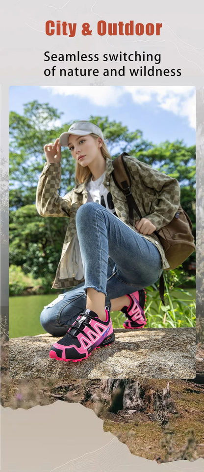 Unisex Outdoor Hiking Shoes Lace-Up Non-Slip Lightweight Men Tactical Training Sports Shoes Women Lockless Casual Cycling Shoes