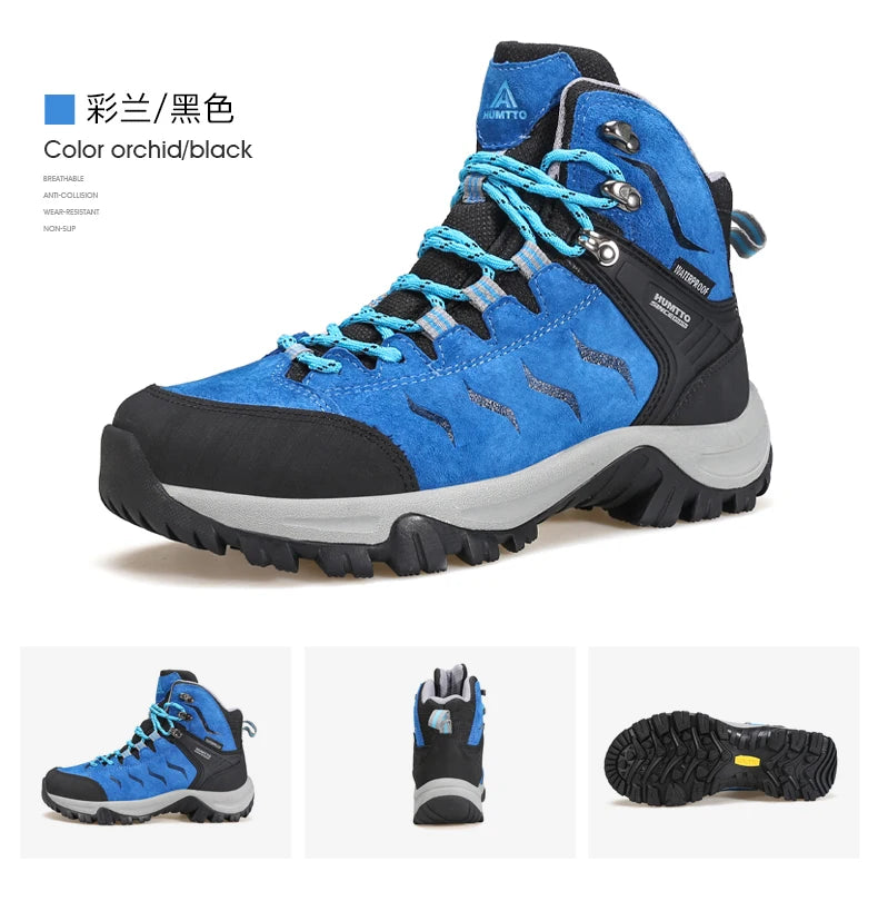 Zapatos de senderismo HUMTTO, botas de caza impermeables para hombre, botas tácticas de combate para desierto hasta el tobillo, botas de trekking para hombre y mujer, zapatillas cálidas de cuero