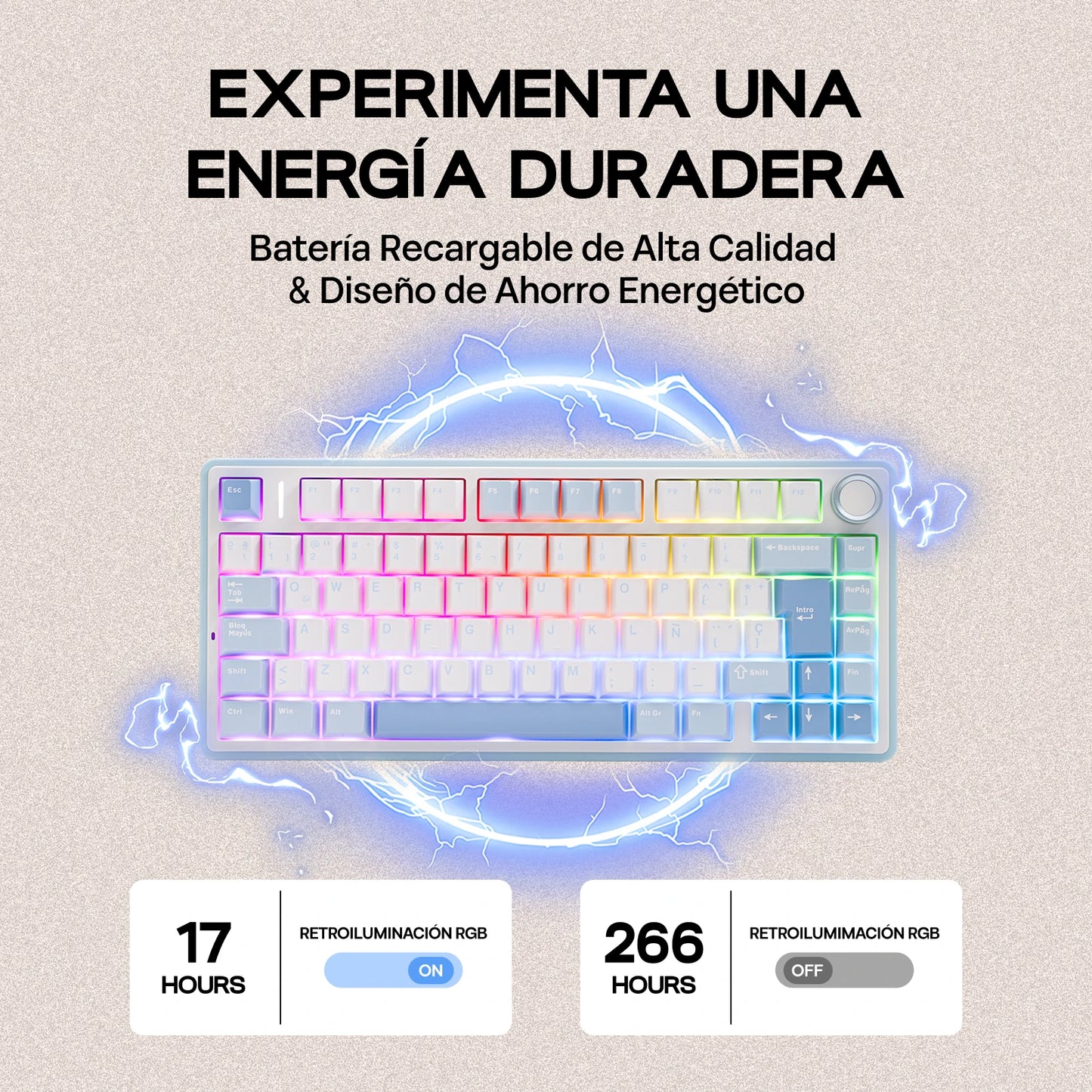 EPOMAKER AULA F75 ISO-ES 75% Spanische QWERTY Hot-Swap, Gasket-Mounted, kabelgebundene/Bluetooth/2.4GHz kabellose mechanische Gaming-Tastatur mit RGB-Hintergrundbeleuchtung
