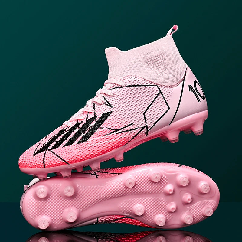 Nouvelles chaussures de football pour hommes, chaussures de sport antidérapantes ultralégères à haute cheville pour l'extérieur, chaussures de futsal antidérapantes pour l'intérieur, chaussures de football de haute qua