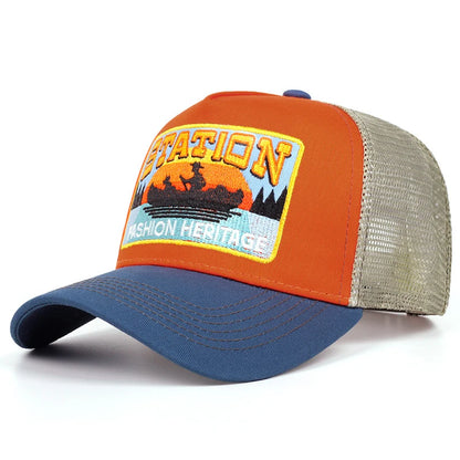 2025 New STATION Small Boat Personalized Truck Hat Street Dance HipHop Hat Outdoor Cycling Sunshade Baseball Hat Mesh Hat Unisex