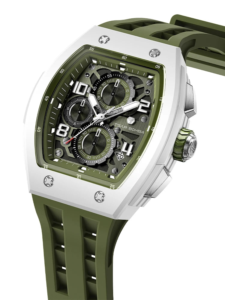 Reloj TSAR BOMBA New TB8204 para hombre, cronógrafo de cuarzo japonés, resistente al agua 50M, reloj de pulsera deportivo de moda, reloj masculino de lujo, regalo para hombre