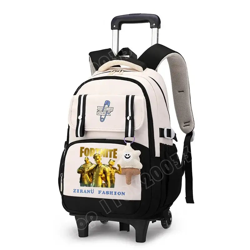 Fortnite Schüler-Rollrucksack mit großem Fassungsvermögen, wasserdichtem, leichtem Design, minimalistischer Laptop-Schultasche und lässiger Reisetasche