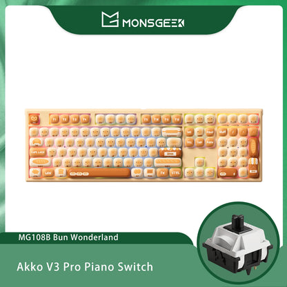 Akko MonsGeek MG108B Bun Wonderland kabellose mechanische Tastatur MOG-Profil RGB 108 Tasten Full Size Hot Swap USB / 2.4G / BT 5.0