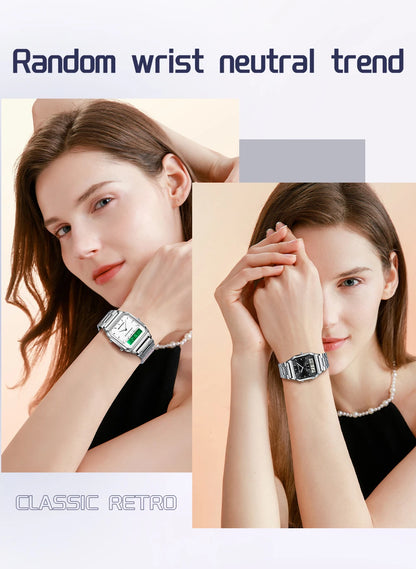 SANDA 747 Men’s & Women’s Luxury Digital Sports Watch  Stainless Steel, LED Dual Display & Waterproof