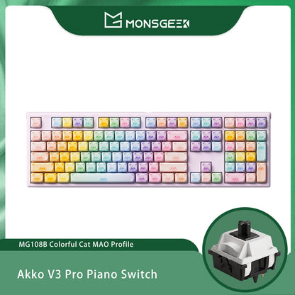 Akko MonsGeek MG108B Bun Wonderland kabellose mechanische Tastatur MOG-Profil RGB 108 Tasten Full Size Hot Swap USB / 2.4G / BT 5.0