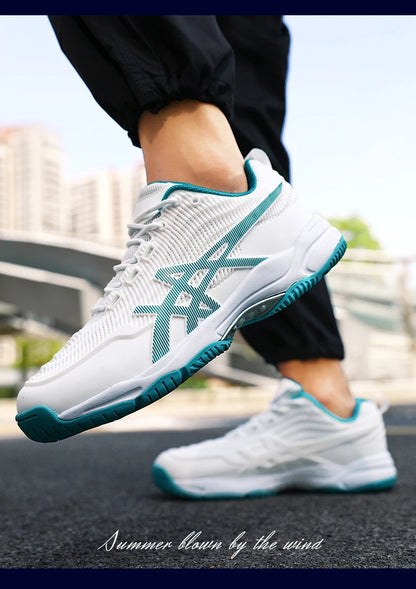 Men and Women Badminton Shoes Table Tennis Shoes for Volleyball Handball Sports Sneakers Anti-Skid Mesh Breathable Field Training