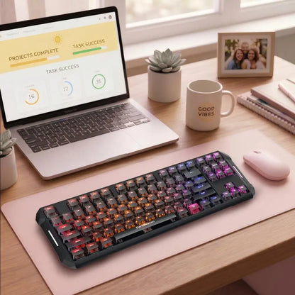 DarKBeacon RGB 87 tasti, tastiera compatta TKL USB cablata, hot-swappable, meccanica silenziosa per Windows, laptop, PC, gaming e lavoro