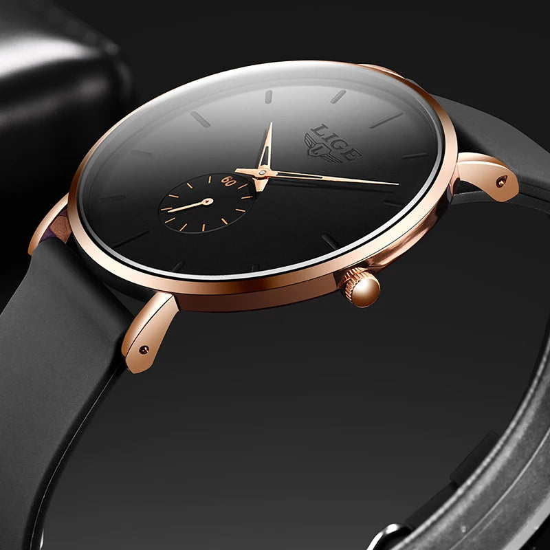 Reloj para hombre LIGE: estilo deportivo y moderno, marca de lujo, resistente al agua, diseño minimalista y ultradelgado, reloj de cuarzo para hombre