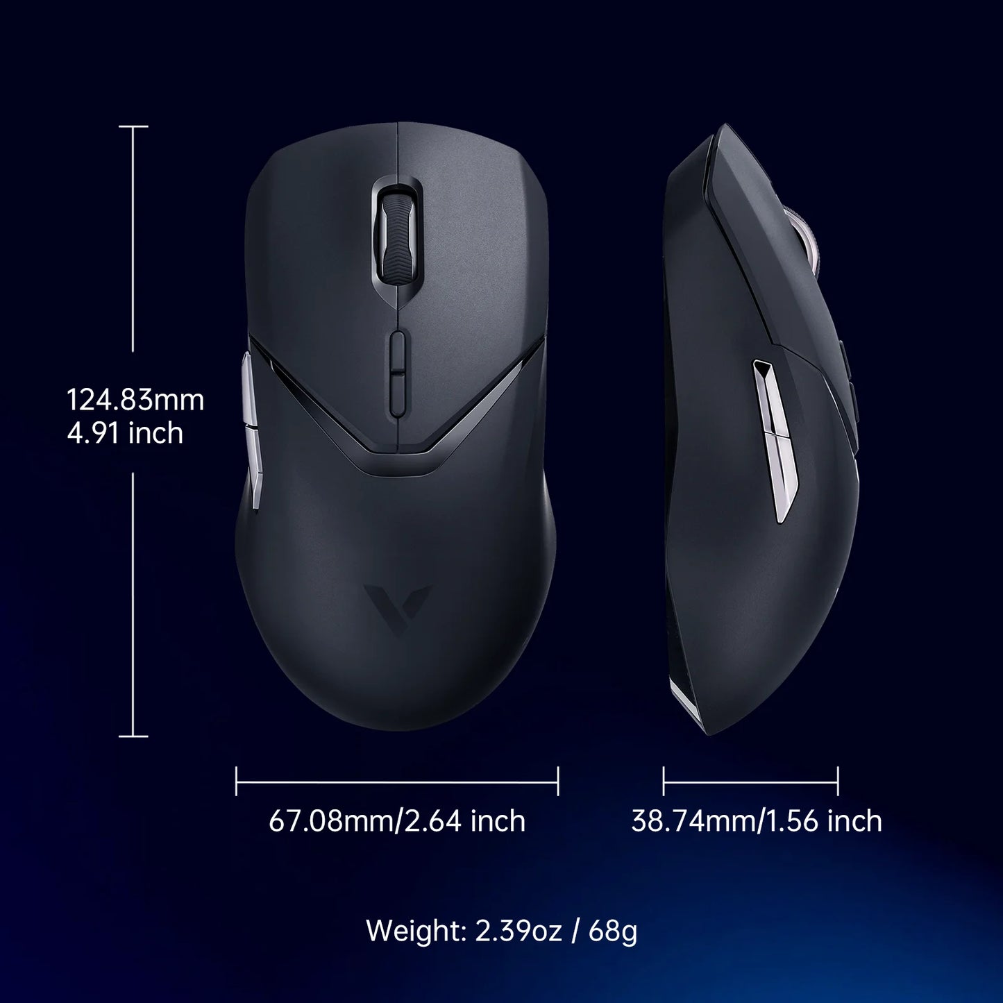 Mouse da gaming wireless Rapoo VT9PRO PAW3398 68g cablato programmabile ergonomico 26000DPI Type C ricaricabile accessorio per PC gamer