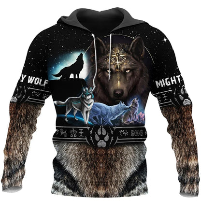 Fashion Frühling Herbst Wolf-Tier Herren-Hoodie 3D-Allover-Print Sweatshirt Unisex Pullover Freizeitjacke Streetwear-Mantel 4XL