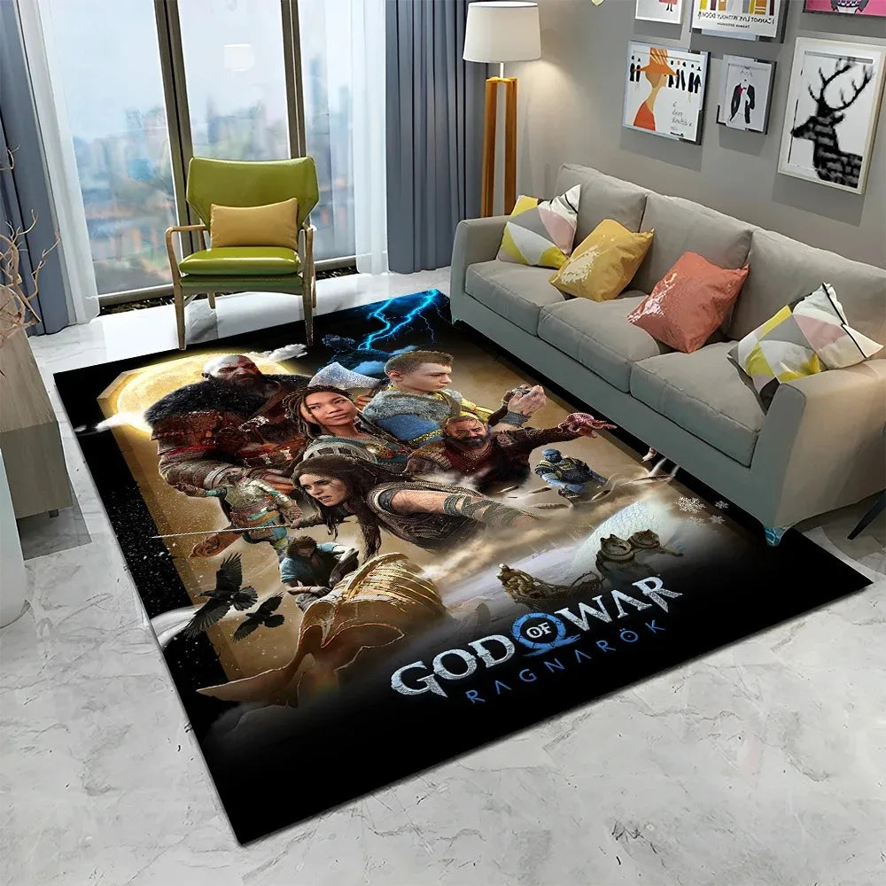 3D God of War Games Carpet Home Living Room Bedroom Sofa Doormat Decor Kids Play Area Rug Non-slip Mechanical Washable Floor Mat