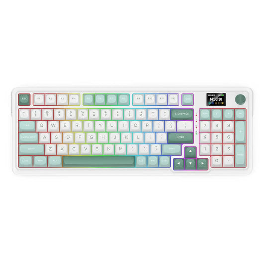 Redragon K719 Wireless Gasket Gaming 95 Keys Mechanical Keyboard, Easy-Control 1.14’’ TFT Info Display, Mint Mambo Switches