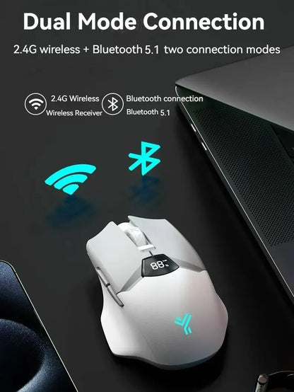 Kabellose Bluetooth-Maus, intelligentes Bildschirm-Display, Dual-Mode-Stummschalttaste, 600mAh Lithium-Akku, Office-Maus für Tablet und Notebook
