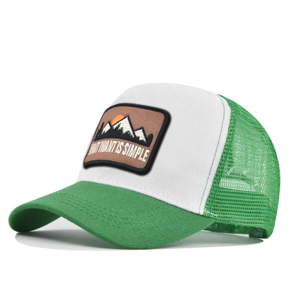 Letter Mesh Breathable Hat Women Men Embroidery Blocking Baseball Cap Sunshade Outdoor Sports Cycling Travel Sun Hat Dad Hat