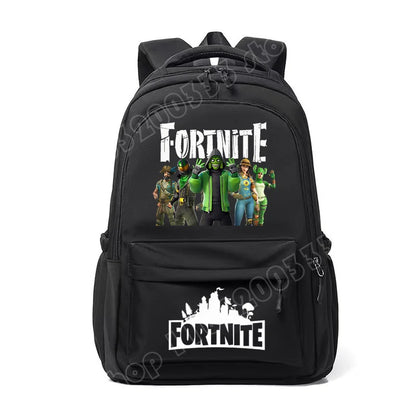 Mochila Fortnite para Crianças, Portátil e de Grande Capacidade, Mala Escolar de Estudante com Estampado Cartoon e Alças de Ombro, Material Escolar para Rapazes, Presente